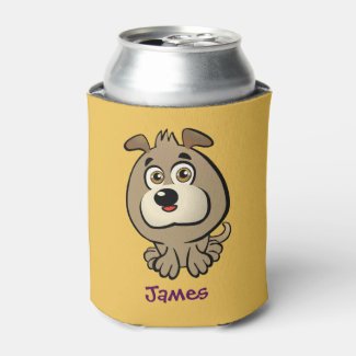 Customizable Puppy Cartoon Can Cooler