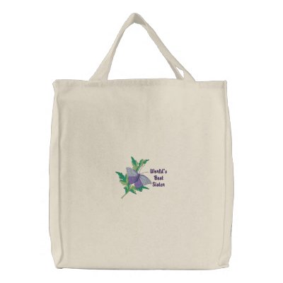 Customizable Purple Butterfly Tote Bag by naturetees