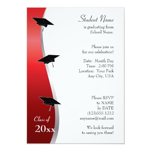 Customizable Red and Black Graduation Invitation