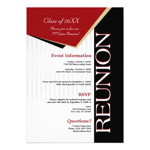 Customizable Red Class Reunion Invitation