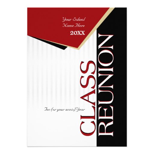Customizable Red Class Reunion Invitation (front side)