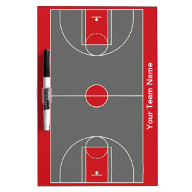 Customizable red gray basketball dry erase board