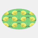 Customizable Retro Lemon Guys Oval Sticker