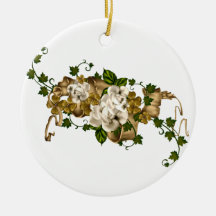 CUSTOMIZABLE Roses and Golden Clover Christmas Tree Ornaments
