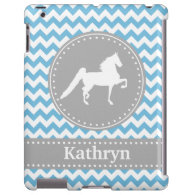 Customizable Saddlebred Blue Chevron iPad Case