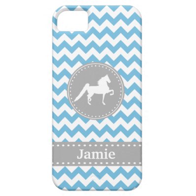 Customizable Saddlebred Blue Chevron iPhone 5 Case