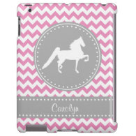 Customizable Saddlebred Pink Chevron iPad Case