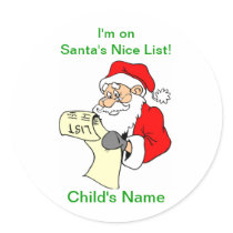 Customizable Santa Claus Nice List Stickers