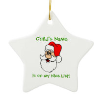 Customizable Santa's Nice List Star Ornament