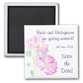 Customizable 'Save the Date' Magnet, Pink Roses