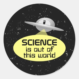 Customizable Science Stickers Flying Saucer UFO