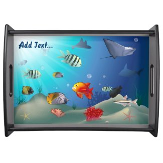 Customizable Sea Life Scene Serving Tray