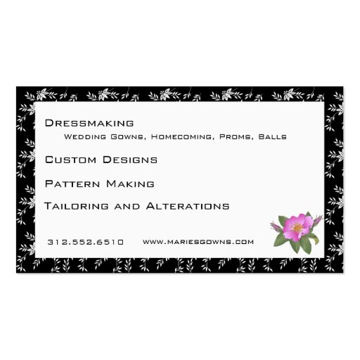 Customizable Seamstress/Boutique Business Card (back side)