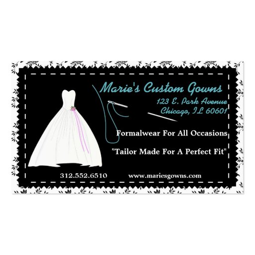 Customizable Seamstress/Boutique Business Card (front side)