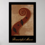 Customizable Sepia Sheet Music and Violin Poster