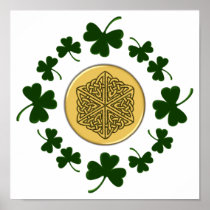 CUSTOMIZABLE!  Shamrocks - Gold Irish Celtic Print