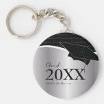 Customizable Silver and Black Graduation Keychain