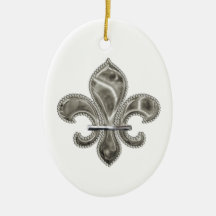 Customizable Silver Fleur de Lys Ornament