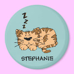 Customizable Sleeping Cat Round  Magnet magnets