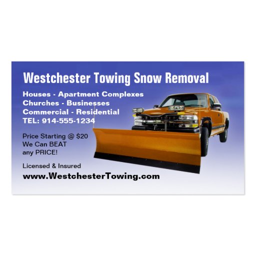 CUSTOMIZABLE Snow Plowing Business Cards