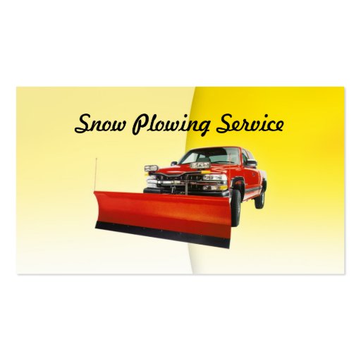 CUSTOMIZABLE Snow Plowing Yellow Business Card Template (back side)