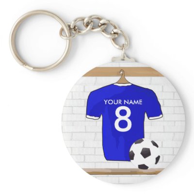 Customizable Soccer Jersey (blue) Keychain
