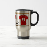 Customizable Soccer Jersey (red) name Travel  mug
