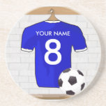 Customizable Soccer Shirt (blue) Coaster
