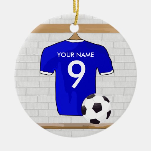 Customizable Soccer Shirt (blue) Ornament Pendant
