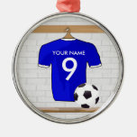 Customizable Soccer Shirt (blue) Pendant Christmas Ornaments
