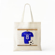 Customizable Soccer Shirt (blue) Tote Bag