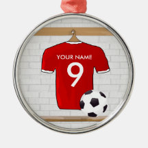 Customizable Soccer Shirt (red) Pendant Christmas Tree Ornaments