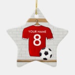 Customizable Soccer Shirt (red) Star Ornament Pend