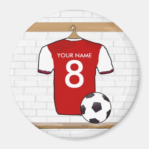 Customizable Soccer Shirt (red white ) Magnet