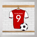 Customizable Soccer Shirt (red white sleev) Poster