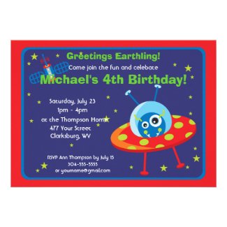 Customizable Space Alien Invite