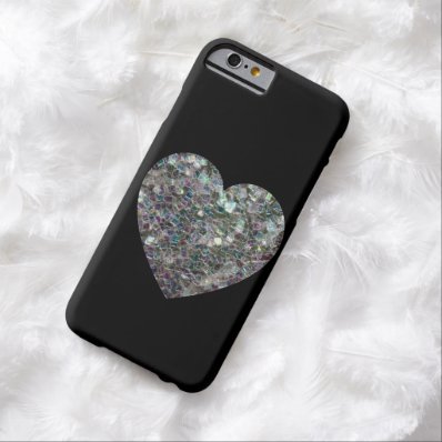 Customizable Sparkly colourful silver mosaic Heart Barely There iPhone 6 Case