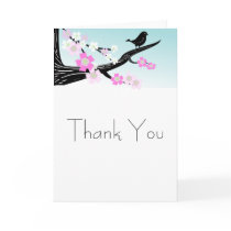Customizable sparrow bird cherry blossoms graphic greeting card