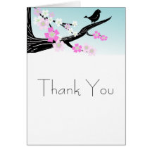 Customizable sparrow bird cherry blossoms graphic greeting card