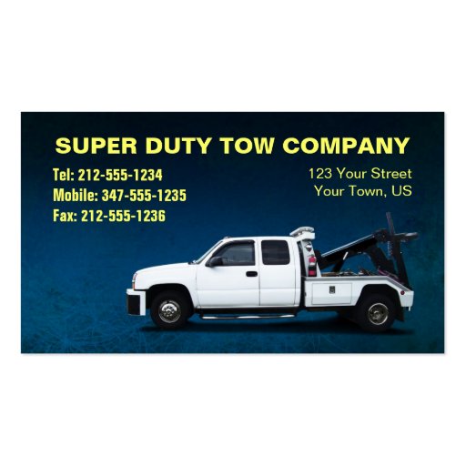 CUSTOMIZABLE Super Duty Towing BC Business Card (back side)