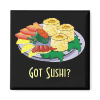 Customizable Sushi Magnet - Add text, background. magnet