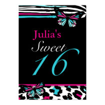 Customizable Sweet 16 Animal Print Butterfly Poste posters