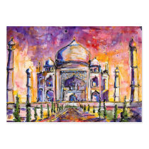 india, taj mahal, love, buildings, art, paintings, travel, pink, customizable cards, ginette, watercolors, Business Card with custom graphic design