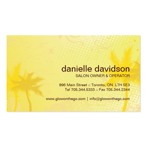 Customizable Tanning Salon Business Card (back side)