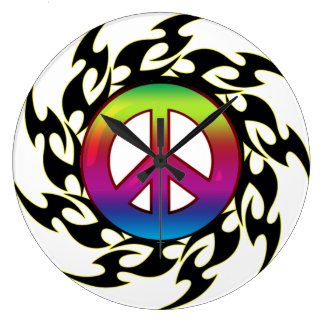 Customizable Tattoo Rainbow Peace Clock
