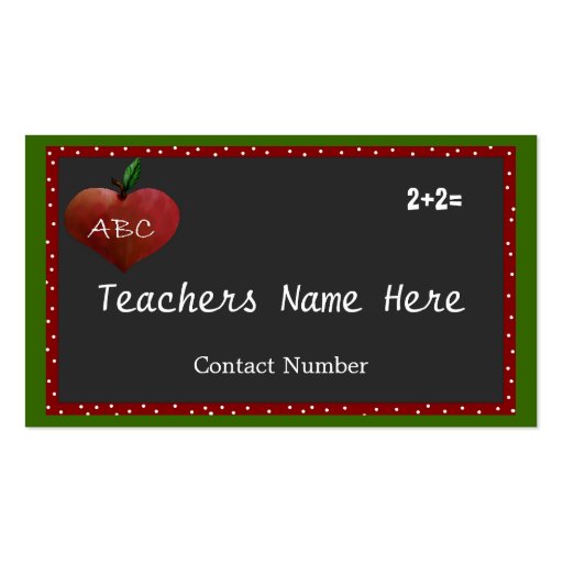 Customizable Teachers Business Card (front side)
