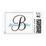 Customizable Teal Brown Monogram Postage Stamps stamp