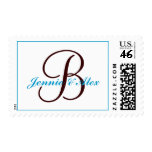 Customizable Teal Brown Monogram Postage Stamps