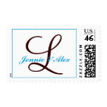 Customizable Teal Brown Monogram Postage Stamps