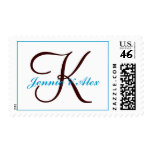 Customizable Teal Brown Monogram Postage Stamps